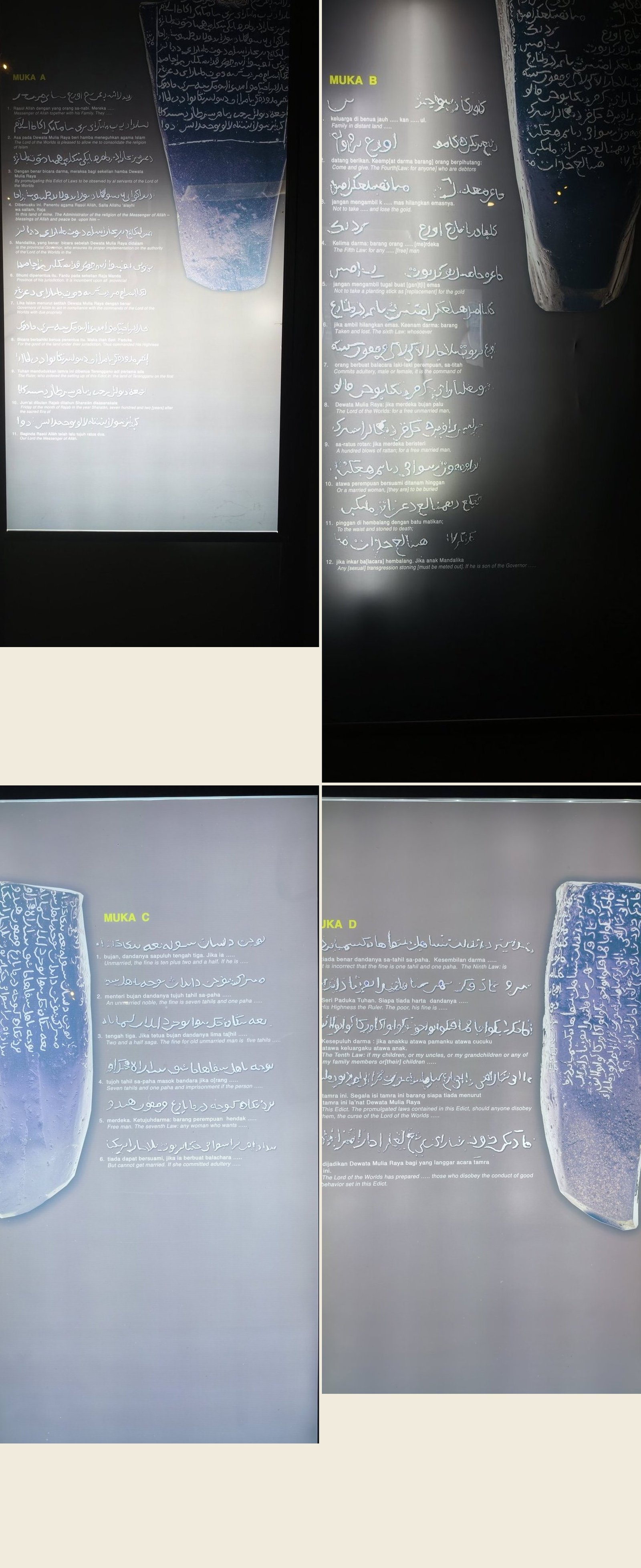 Batu Bersurat 石碑 A、B、C、D 四面解读展板